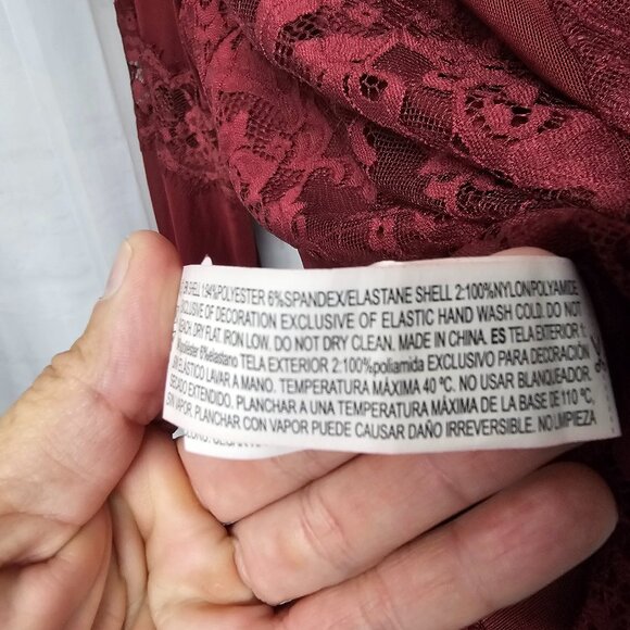 Burgundy Mesh Lace Blouse Sheer Goth Boho Whimsigoth Fairy Peplum 1X - Picture 9 of 10